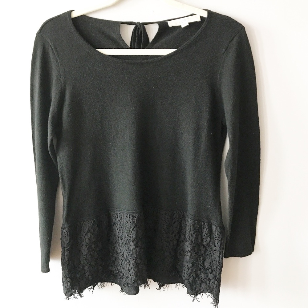Ann Taylor Loft Lace Hem Sweater